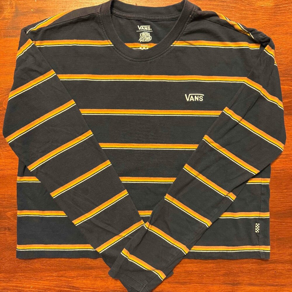 Vans Women's Shirt Cropped Off the Wall Karina Rozunko Casual Long Sleeve Size S